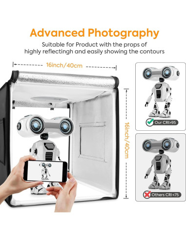 Caja de Luz de Estudio Fotográfico Huzofexo 40cm con LED y 6 Fondos