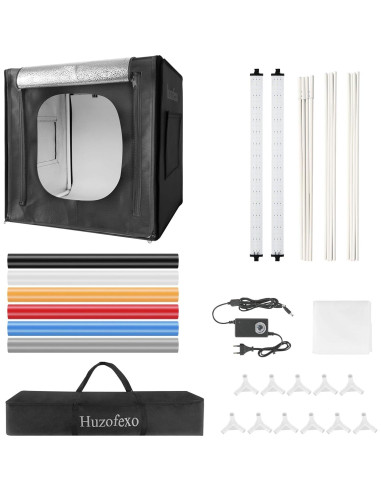 Caja de Luz de Estudio Fotográfico Huzofexo 40cm con LED y 6 Fondos
