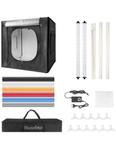 Caja de Luz de Estudio Fotográfico Huzofexo 40cm con LED y 6 Fondos