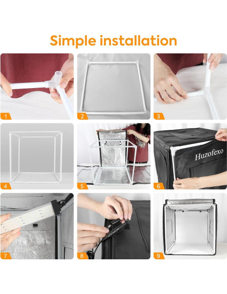 Caja de Luz de Estudio Fotográfico Huzofexo 40cm con LED y 6 Fondos
