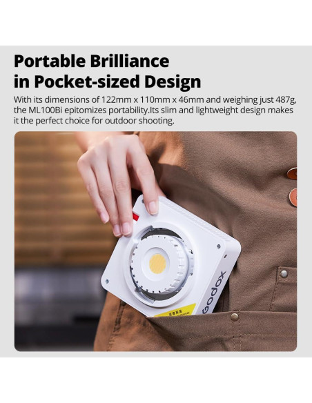 Godox ML100Bi Luz LED 120W Bi-Color 2800K-6500K Control APP