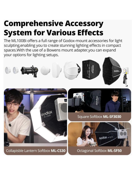 Godox ML100Bi Luz LED 120W Bi-Color 2800K-6500K Control APP