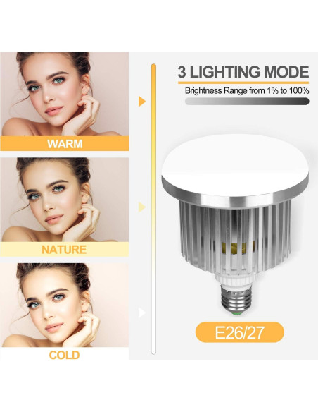 Bombilla LED 85W E27 Emart para Fotografía - 2 Pcs, 3000K-5500K