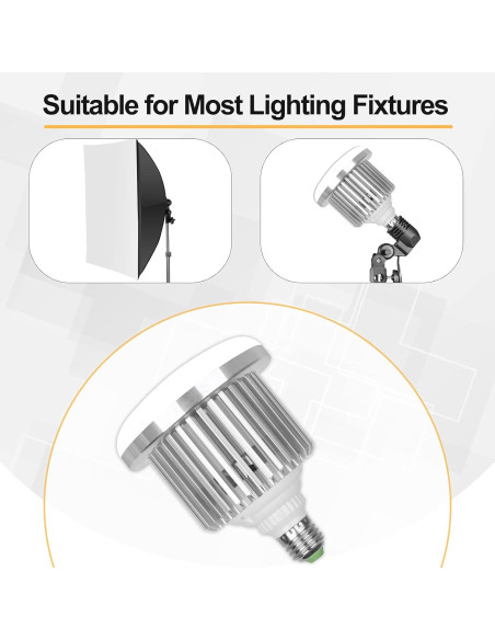 Bombilla LED 85W E27 Emart para Fotografía - 2 Pcs, 3000K-5500K