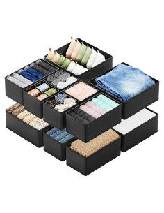 Organizador de Cajones SpaceAid 12 Piezas Negro Multitamaño