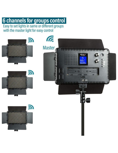 Paquete de 3 Luces de Estudio VILTROX Bi-Color 45W con Soporte 190.5 cm