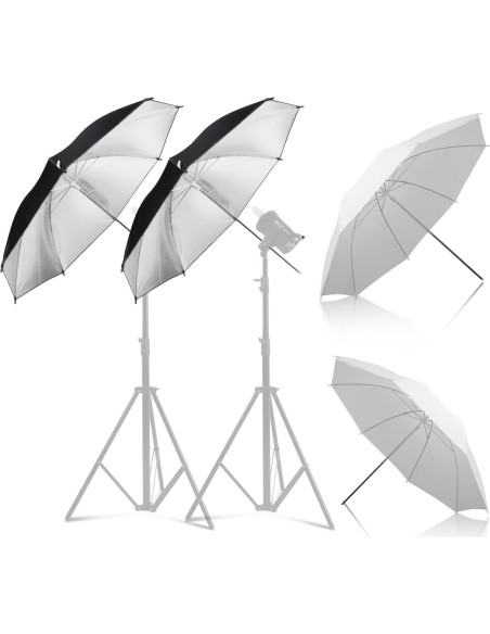 Kit de Iluminación con Paraguas Reflectores Soonpho 4 Pzas