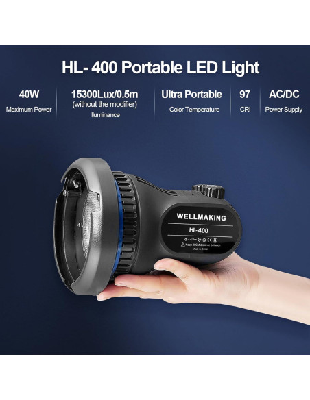 Luz Continua LED WellMaking 40W CRI97+ Pantalla LCD 5600K