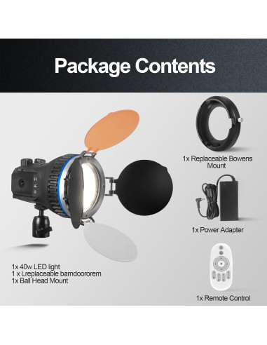 Luz Continua LED WellMaking 40W CRI97+ Pantalla LCD 5600K