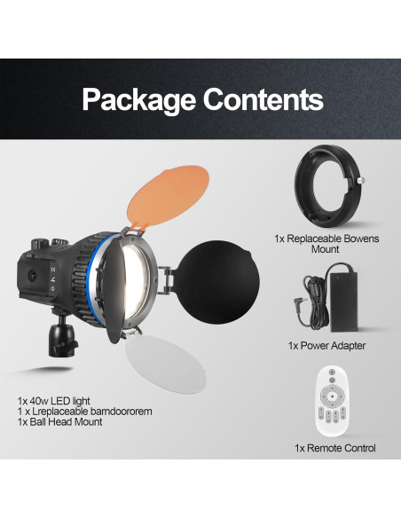 Luz Continua LED WellMaking 40W CRI97+ Pantalla LCD 5600K