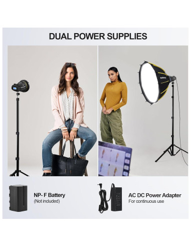 Luz Continua LED WellMaking 40W CRI97+ Pantalla LCD 5600K