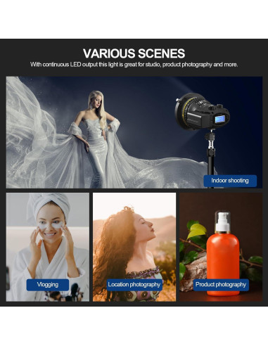 Luz Continua LED WellMaking 40W CRI97+ Pantalla LCD 5600K