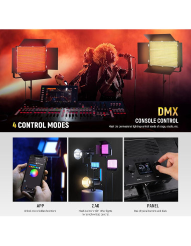 Kit de Luz LED RGB Neewer 150W con Trípode 178cm y Control APP