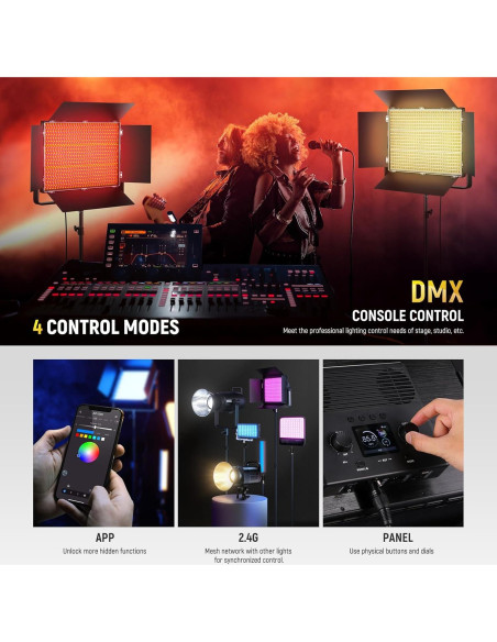 Kit de Luz LED RGB Neewer 150W con Trípode 178cm y Control APP