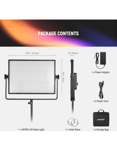 Kit de Luz LED RGB Neewer 150W con Trípode 178cm y Control APP