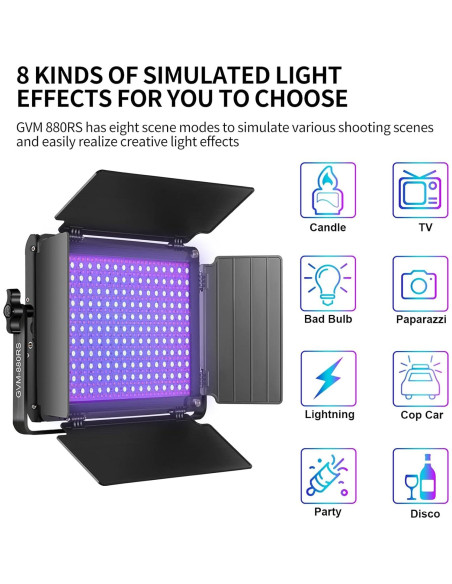 Kit de Iluminación LED RGB GVM 60W con Softbox y Soportes
