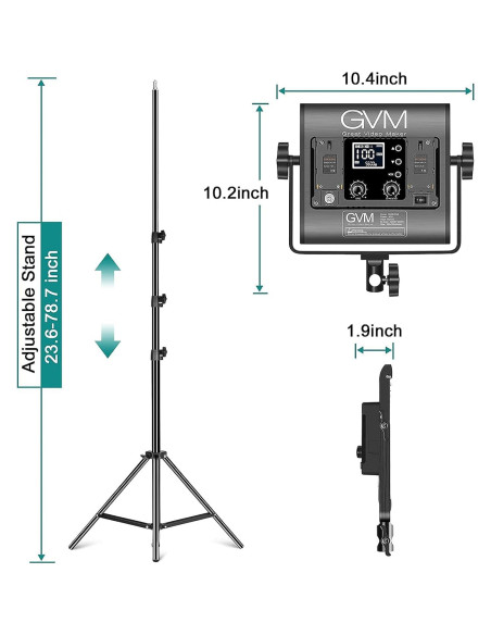 Kit de Iluminación LED RGB GVM 60W con Softbox y Soportes