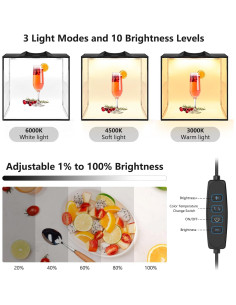 Caja de Luz Fotográfica Uyled 30x30 cm LED 120 Luces 6 Fondos 2