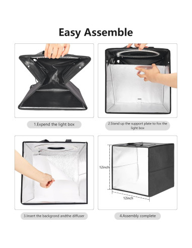 Caja de Luz Fotográfica Uyled 30x30 cm LED 120 Luces 6 Fondos