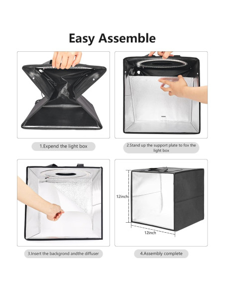 Caja de Luz Fotográfica Uyled 30x30 cm LED 120 Luces 6 Fondos