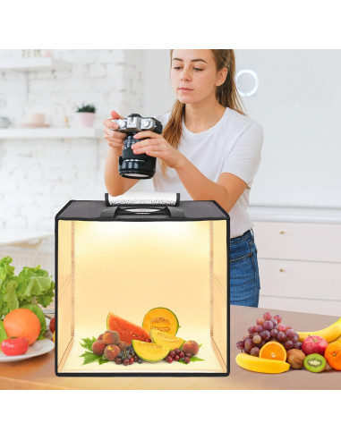 Caja de Luz Fotográfica Uyled 30x30 cm LED 120 Luces 6 Fondos