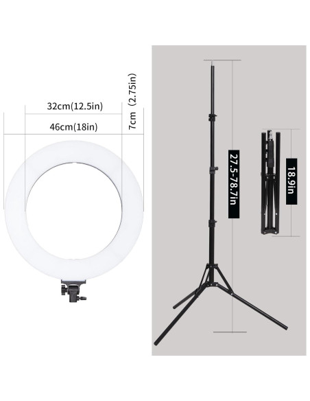 Luz de Anillo LED 18" GSKAIWEN 60W Ajustable para Belleza