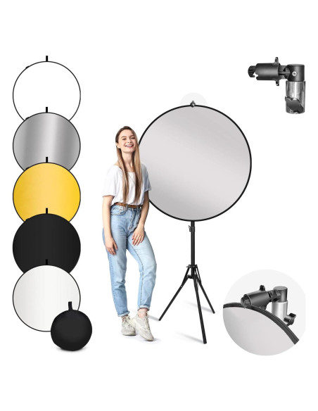 Reflector Plegable 5-en-1 LimoStudio 32" con Soporte y Clip