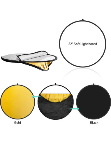 Reflector Plegable 5-en-1 LimoStudio 32" con Soporte y Clip