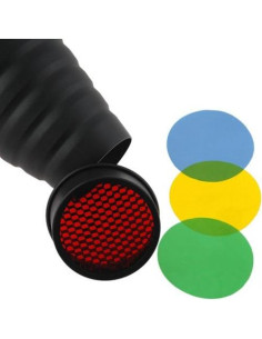 Snoot Fotodiox para Flash Elinchrom con Rejilla y 5 Filtros 2