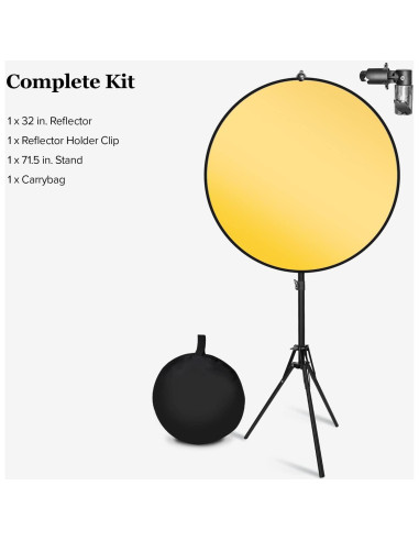 Reflector Plegable 5-en-1 LimoStudio 32" con Soporte y Clip