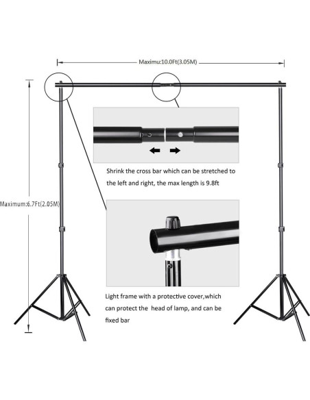 Kit de Soporte para Fondos Fotográficos SLOW DOLPHIN 6.5x10ft