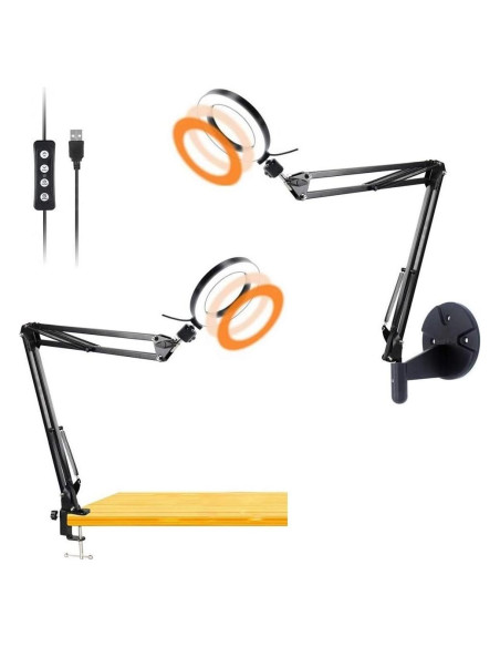 Luz de Anillo USB Acetaken 15cm con Soporte y Brazo Ajustable