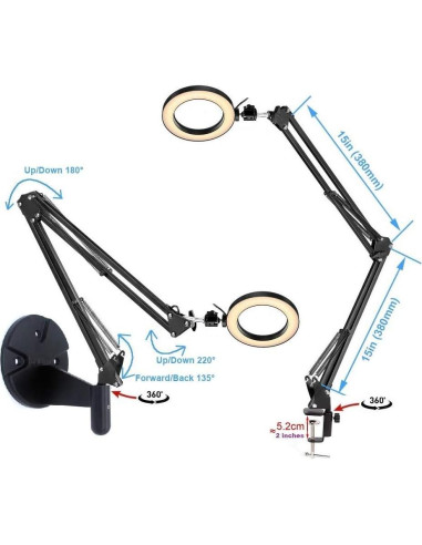 Luz de Anillo USB Acetaken 15cm con Soporte y Brazo Ajustable