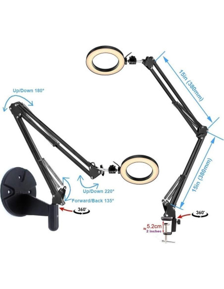 Luz de Anillo USB Acetaken 15cm con Soporte y Brazo Ajustable