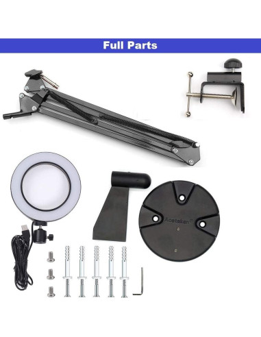 Luz de Anillo USB Acetaken 15cm con Soporte y Brazo Ajustable