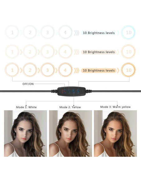 Luz de Anillo USB Acetaken 15cm con Soporte y Brazo Ajustable