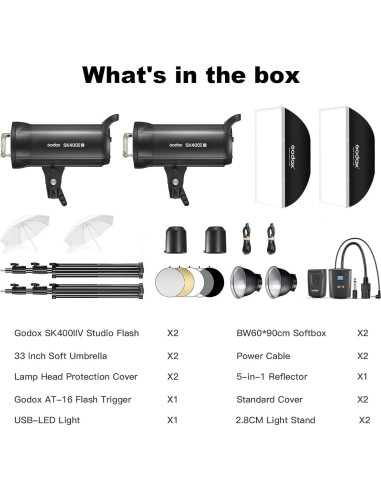Kit de Estudio Fotográfico Godox SK400II-V 800W con Accesorios