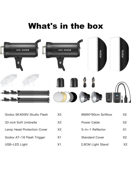 Kit de Estudio Fotográfico Godox SK400II-V 800W con Accesorios