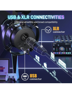 Micrófono Dinámico MAONO PD200X USB/XLR con RGB y Brazo 2