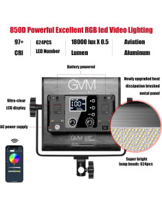 Kit de Iluminación GVM 850D RGB LED 40W con Softbox y Control APP 2