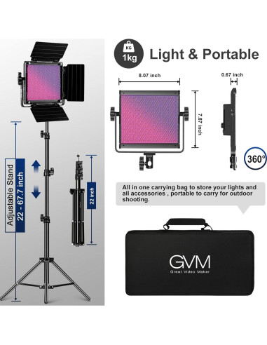 Kit de Iluminación GVM 850D RGB LED 40W con Softbox y Control APP