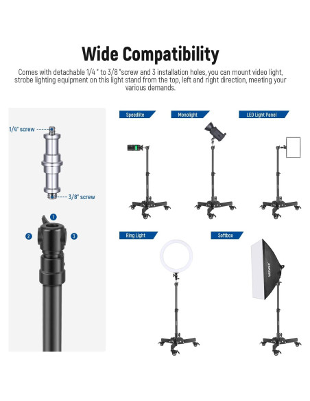 Soporte de Luz Ajustable NEEWER 2.4ft con Ruedas 10kg