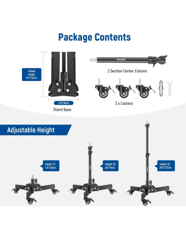 Soporte de Luz Ajustable NEEWER 2.4ft con Ruedas 10kg