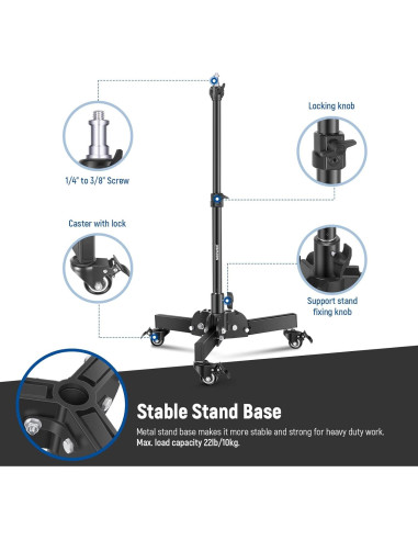 Soporte de Luz Ajustable NEEWER 2.4ft con Ruedas 10kg