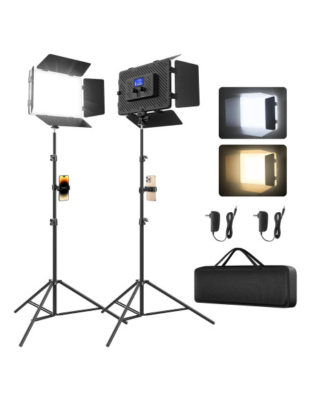 Kit de Iluminación LED Unicucp con 2 Paneles y Trípodes 200cm