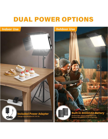 Kit de Iluminación LED Unicucp con 2 Paneles y Trípodes 200cm