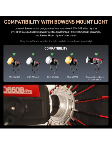 Softbox Parabólico GVM YG90SP 90cm Plegable con Difusores