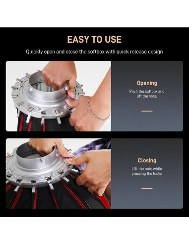 Softbox Parabólico GVM YG90SP 90cm Plegable con Difusores