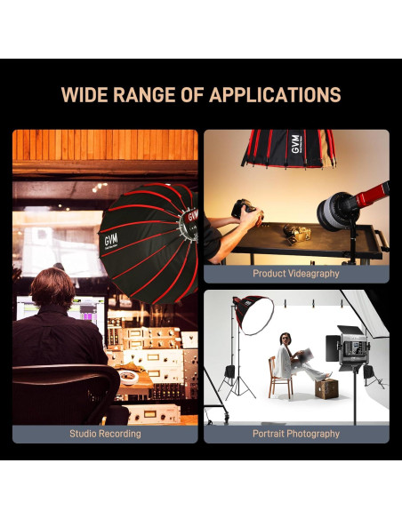 Softbox Parabólico GVM YG90SP 90cm Plegable con Difusores