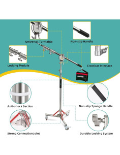Soporte de Luz Ajustable Youtin con Ruedas y Brazo Oscilante 2